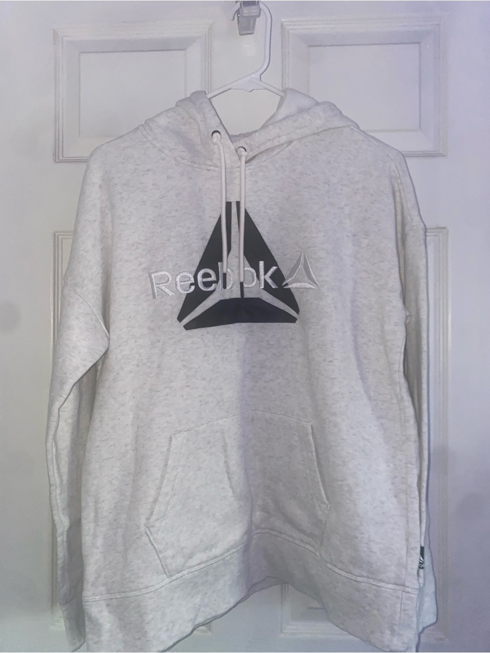 Reebok Light Gray Pullover Hoodie with Black Logo